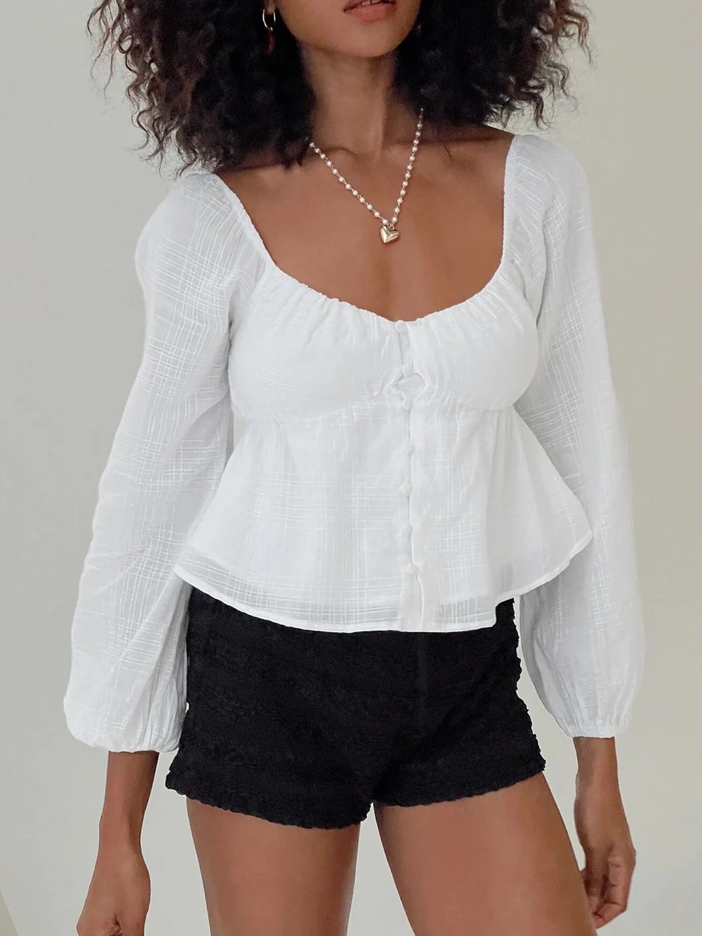 Maxime Long Sleeve Top White ✨ Princess Polly